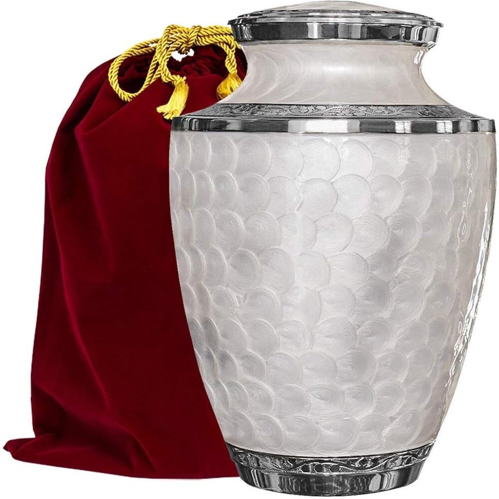 NEW Trupoint Memorials Gorgeous Large Opal & Silver Lining Large Urn for Humans